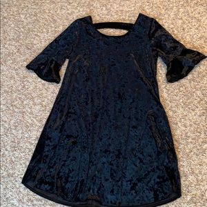 Black velvet knee length dress